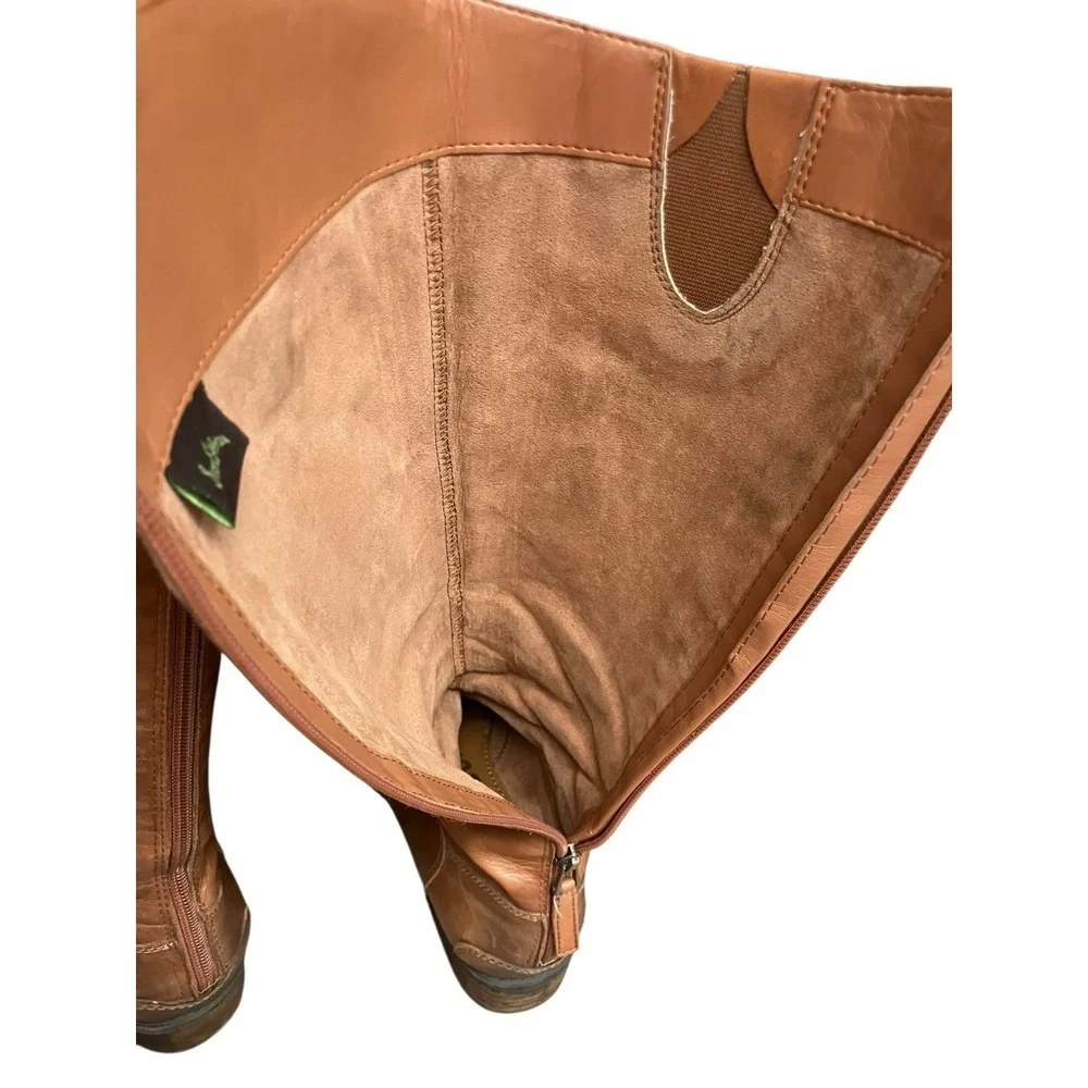 SAM EDELMAN WOMEN'S BROWN LEATHER BACK ZIP KNEE HIGH PENNY RIDING BOOTS SIZE 6.5